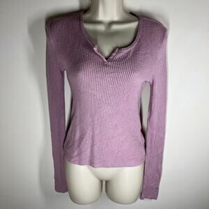 Aeropostale Henley Top Womens Medium Waffleknit Y2K Fitted Babydoll Retro Preppy